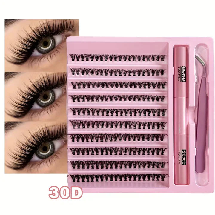 30D Faux Mink Cluster Lash Kit – C Curl (8–12mm)