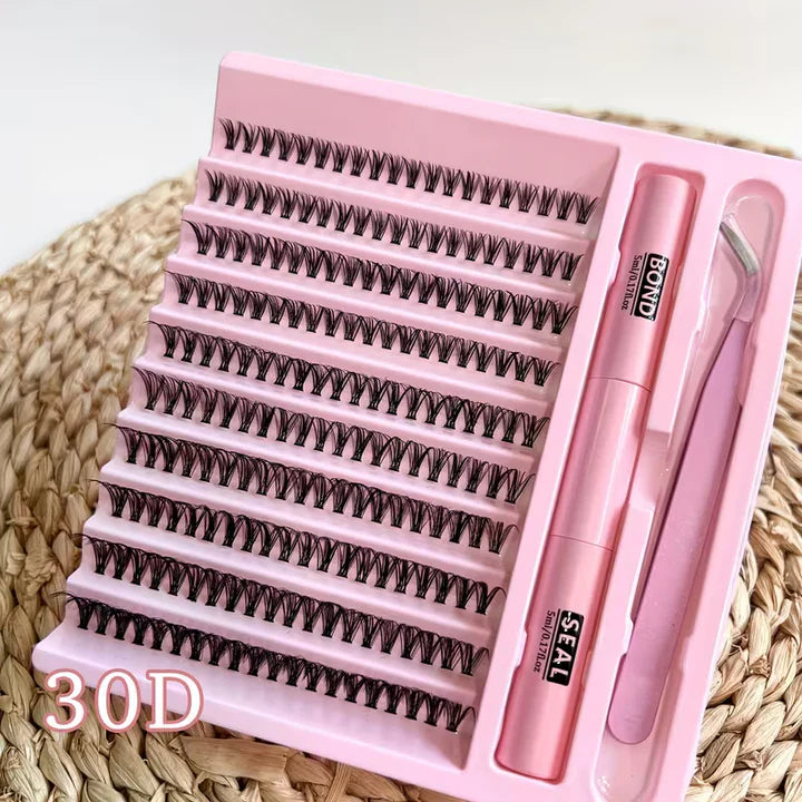 30D Faux Mink Cluster Lash Kit – C Curl (8–12mm)