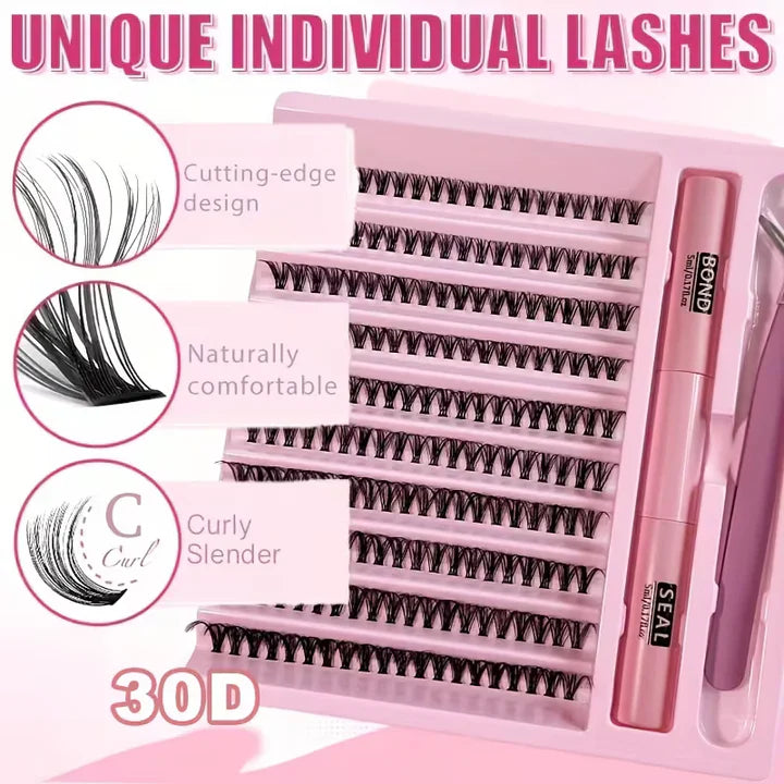 30D Faux Mink Cluster Lash Kit – C Curl (8–12mm)