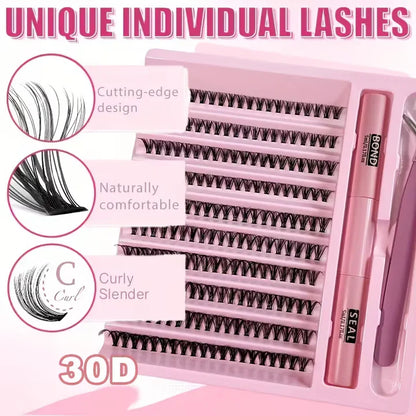 30D Faux Mink Cluster Lash Kit – C Curl (8–12mm)